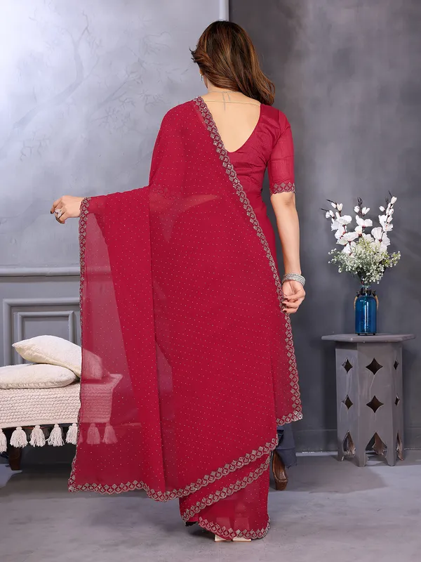 Embellished,_Self_Design_Bollywood_Georgette,_Chiffon_Saree__(Maroon)