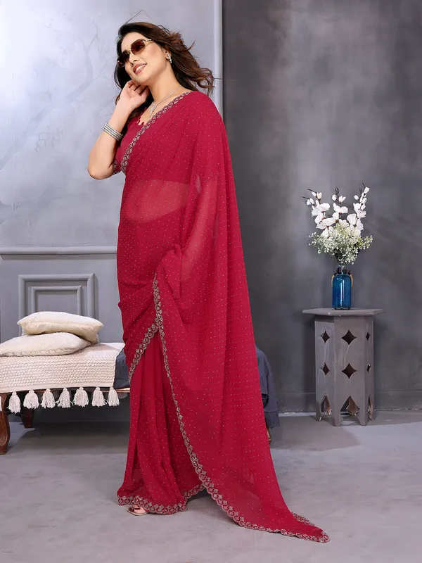 Embellished,_Self_Design_Bollywood_Georgette,_Chiffon_Saree__(Maroon)