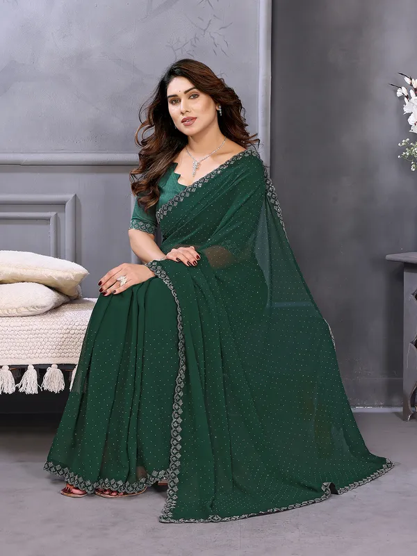 Embellished,_Self_Design_Bollywood_Georgette,_Chiffon_Saree__(Green)
