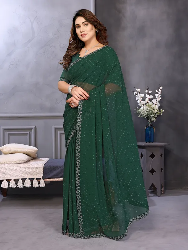Embellished,_Self_Design_Bollywood_Georgette,_Chiffon_Saree__(Green)