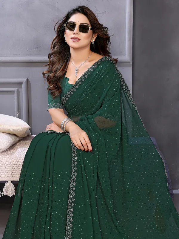 Embellished,_Self_Design_Bollywood_Georgette,_Chiffon_Saree__(Green)