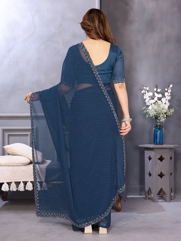 Embellished,_Self_Design_Bollywood_Georgette,_Chiffon_Saree__(Rama)