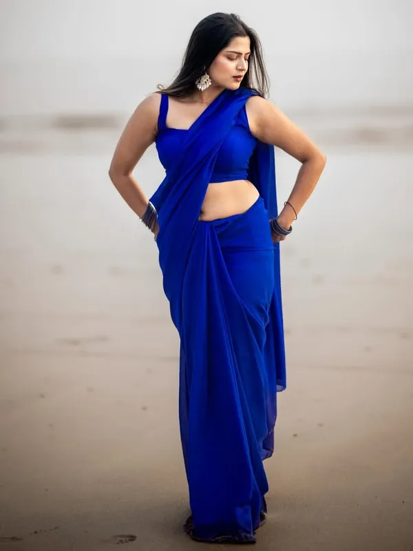 Plain_Dyed_Daily_Wear_Georgette_Saree_With_Unstitched_Blouse_Piece