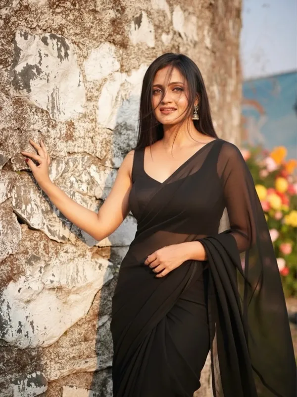 Elegant_Solid_Chiffon_Plain_Dyed_Saree_With_Unstitched_Blouse_Piece