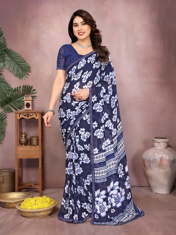 Paisley,_Floral_Print_Daily_Wear_Georgette_Saree��(Dark_Blue)