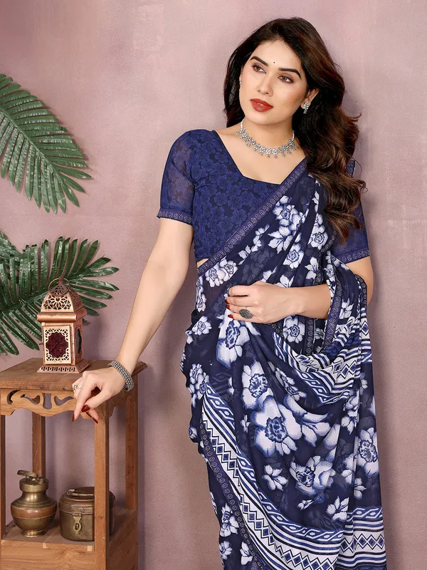 Paisley,_Floral_Print_Daily_Wear_Georgette_Saree��(Dark_Blue)