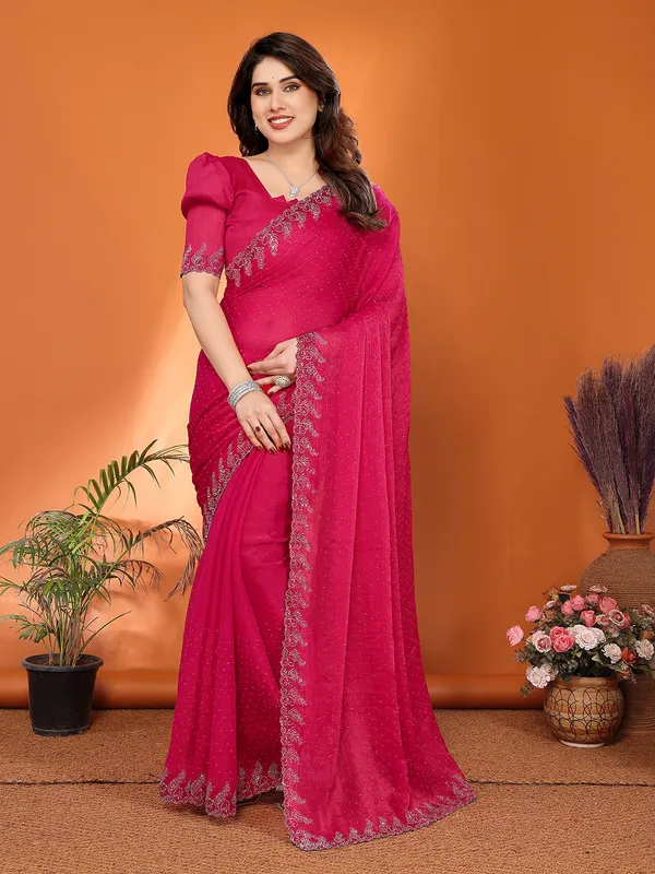 Women's_Chiffon_Shiny_Stone_and_Diamond_Work_Lace_Boarder_Saree_With_Unstitched_Blouse_Piece