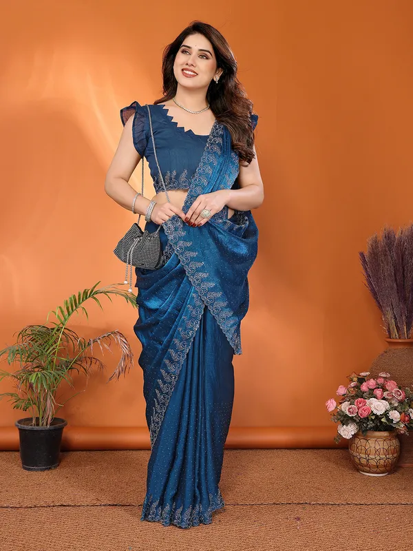 Women's_Chiffon_Shiny_Stone_and_Diamond_Work_Lace_Boarder_Saree_With_Unstitched_Blouse_Piece