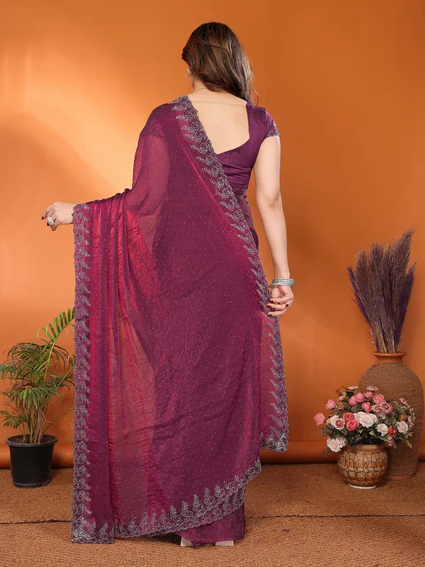 Women's_Chiffon_Shiny_Stone_and_Diamond_Work_Lace_Boarder_Saree_With_Unstitched_Blouse_Piece