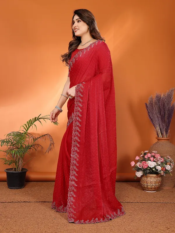 Women's_Chiffon_Shiny_Stone_and_Diamond_Work_Lace_Boarder_Saree_With_Unstitched_Blouse_Piece