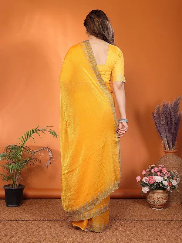 Women's_Chiffon_Shiny_Stone_and_Diamond_Work_Lace_Boarder_Saree_With_Unstitched_Blouse_Piece