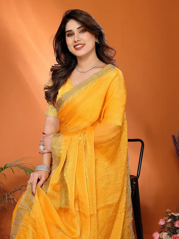 Women's_Chiffon_Shiny_Stone_and_Diamond_Work_Lace_Boarder_Saree_With_Unstitched_Blouse_Piece