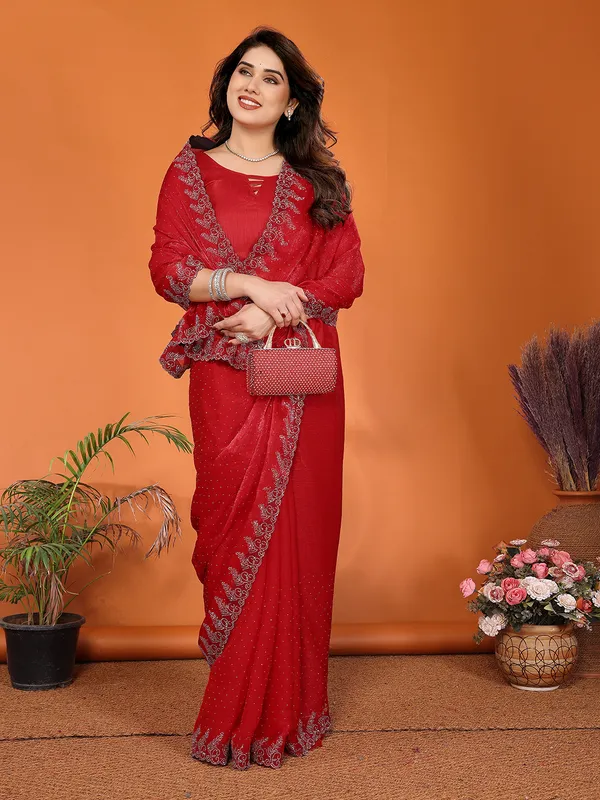 Women's_Chiffon_Shiny_Stone_and_Diamond_Work_Lace_Boarder_Saree_With_Unstitched_Blouse_Piece