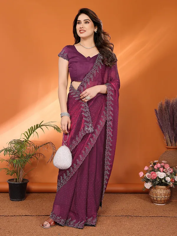 Women's_Chiffon_Shiny_Stone_and_Diamond_Work_Lace_Boarder_Saree_With_Unstitched_Blouse_Piece