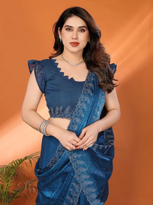 Women's_Chiffon_Shiny_Stone_and_Diamond_Work_Lace_Boarder_Saree_With_Unstitched_Blouse_Piece