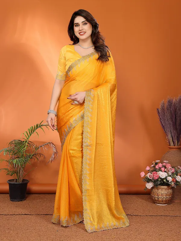 Women's_Chiffon_Shiny_Stone_and_Diamond_Work_Lace_Boarder_Saree_With_Unstitched_Blouse_Piece