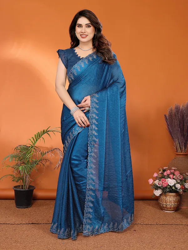Women's_Chiffon_Shiny_Stone_and_Diamond_Work_Lace_Boarder_Saree_With_Unstitched_Blouse_Piece