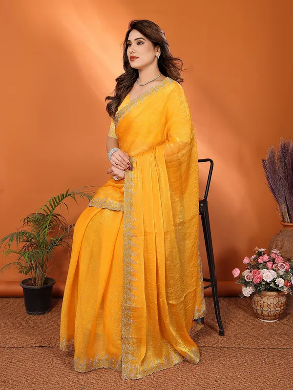 Women's_Chiffon_Shiny_Stone_and_Diamond_Work_Lace_Boarder_Saree_With_Unstitched_Blouse_Piece