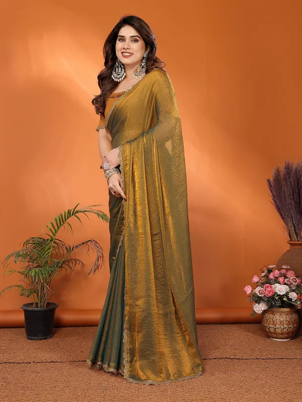 Women's_Tissue_Pure_Silk_Chiffon_Two_Tone_Hand_Work_Lace_Border_Saree_With_UnStitched_Blouse_Piece