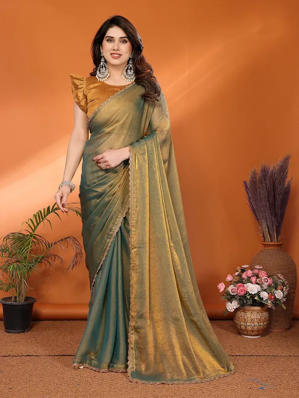 Women's_Tissue_Pure_Silk_Chiffon_Two_Tone_Hand_Work_Lace_Border_Saree_With_UnStitched_Blouse_Piece