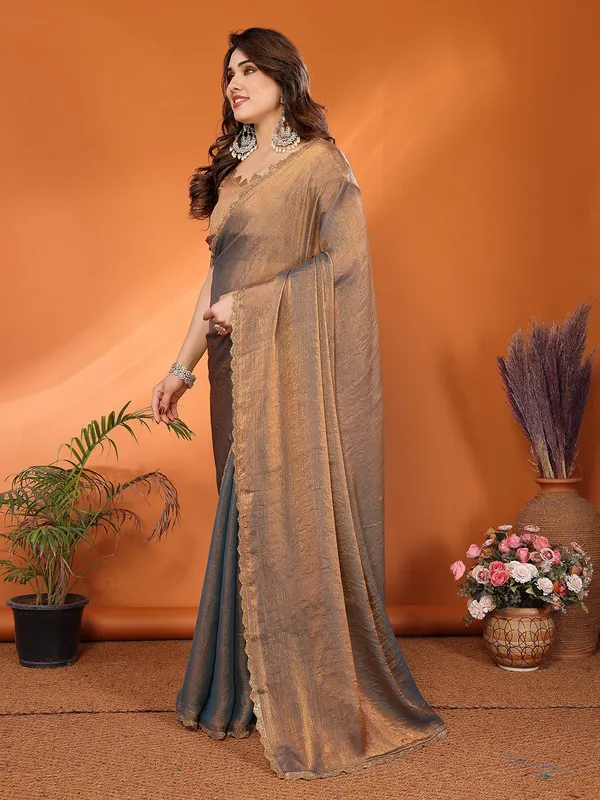 Women's_Tissue_Pure_Silk_Chiffon_Two_Tone_Hand_Work_Lace_Border_Saree_With_UnStitched_Blouse_Piece
