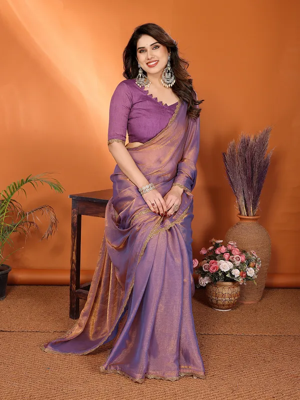 Women's_Tissue_Pure_Silk_Chiffon_Two_Tone_Hand_Work_Lace_Border_Saree_With_UnStitched_Blouse_Piece