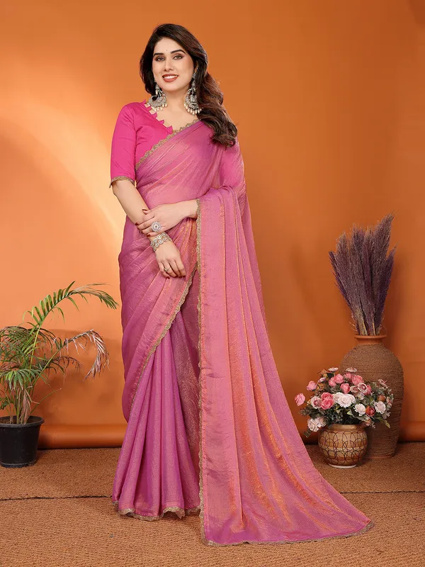 Women's_Tissue_Pure_Silk_Chiffon_Two_Tone_Hand_Work_Lace_Border_Saree_With_UnStitched_Blouse_Piece