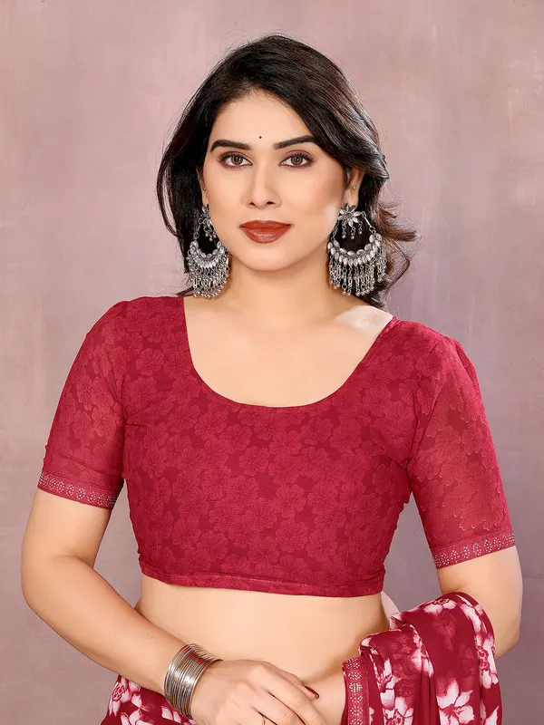 Paisley,_Floral_Print_Daily_Wear_Georgette_Saree��(Maroon)