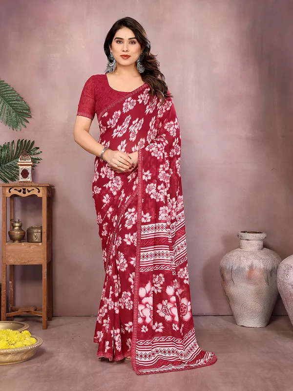 Paisley,_Floral_Print_Daily_Wear_Georgette_Saree��(Maroon)