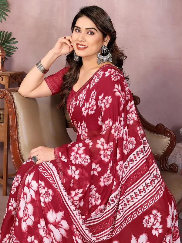 Paisley,_Floral_Print_Daily_Wear_Georgette_Saree��(Maroon)