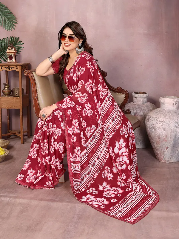 Paisley,_Floral_Print_Daily_Wear_Georgette_Saree��(Maroon)
