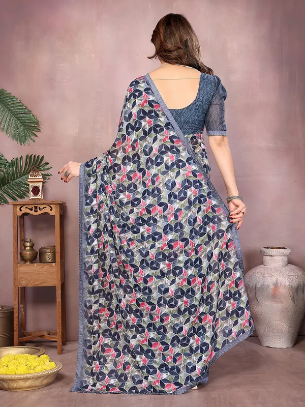 Geometric_Print_Bollywood_Georgette_Saree��(Grey)