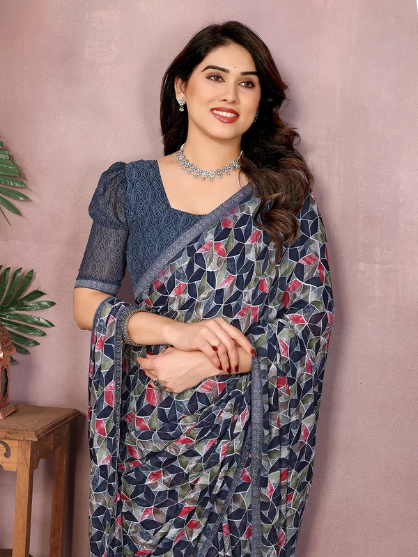 Geometric_Print_Bollywood_Georgette_Saree��(Grey)