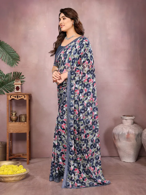 Geometric_Print_Bollywood_Georgette_Saree��(Grey)