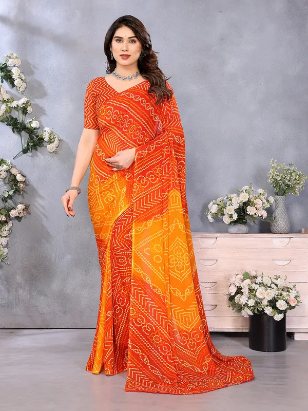 Ombre,_Paisley,_Printed_Bandhani_Georgette_Saree��(Orange,_Yellow)