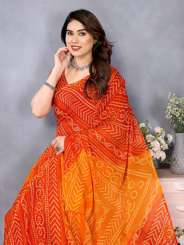 Ombre,_Paisley,_Printed_Bandhani_Georgette_Saree��(Orange,_Yellow)