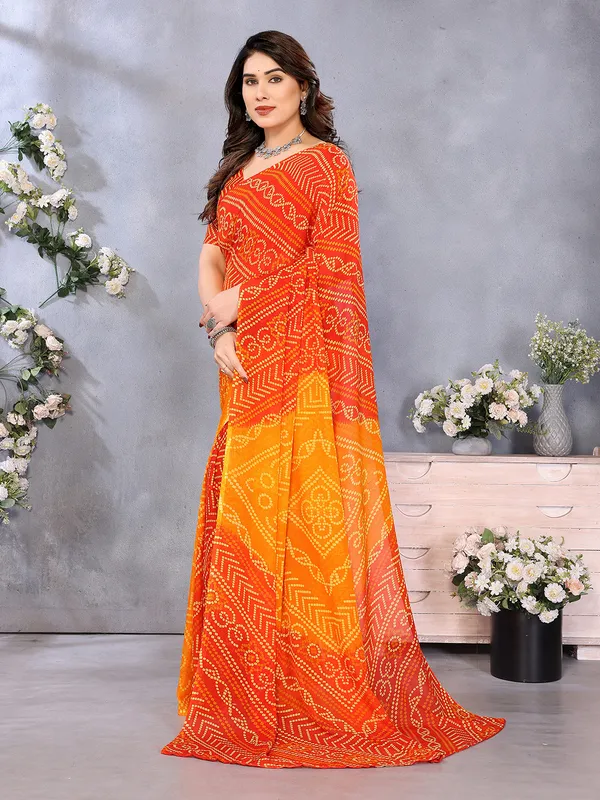 Ombre,_Paisley,_Printed_Bandhani_Georgette_Saree��(Orange,_Yellow)