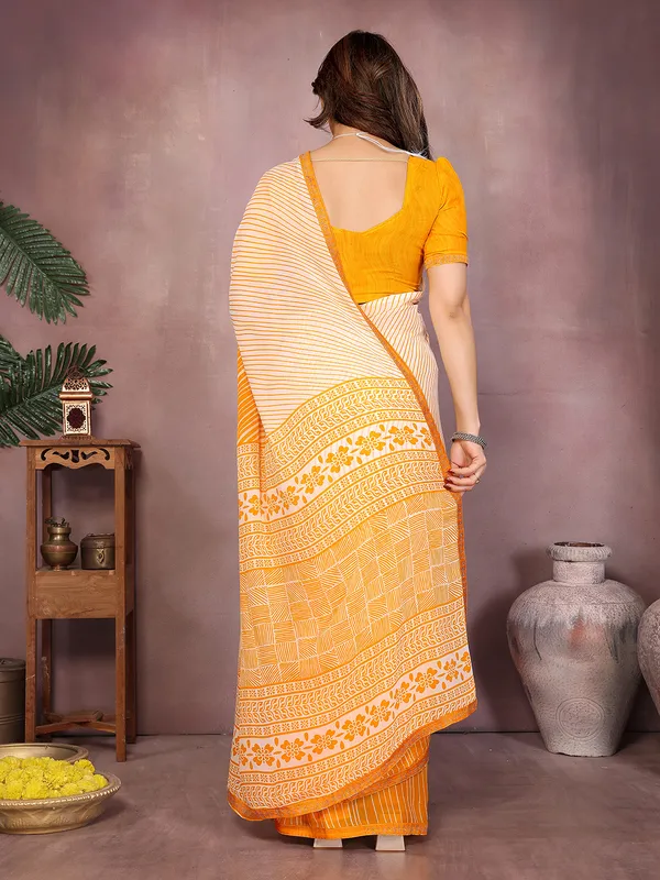 Paisley,_Striped,_Floral_Print_Daily_Wear_Georgette_Saree��(Yellow)