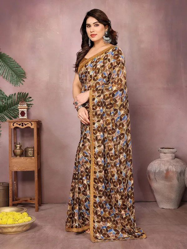 Geometric_Print_Bollywood_Georgette_Saree��(Yellow)