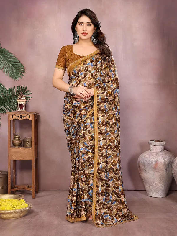 Geometric_Print_Bollywood_Georgette_Saree��(Yellow)