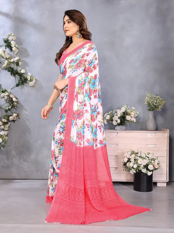 Paisley,_Floral_Print_Daily_Wear_Georgette_Saree��(Pink,_Light_Blue,_White)