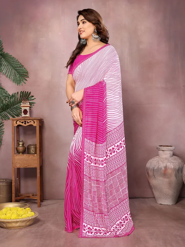 Paisley,_Striped,_Floral_Print_Daily_Wear_Georgette_Saree��(Pink)