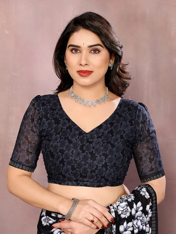Paisley,_Floral_Print_Daily_Wear_Georgette_Saree��(Black)