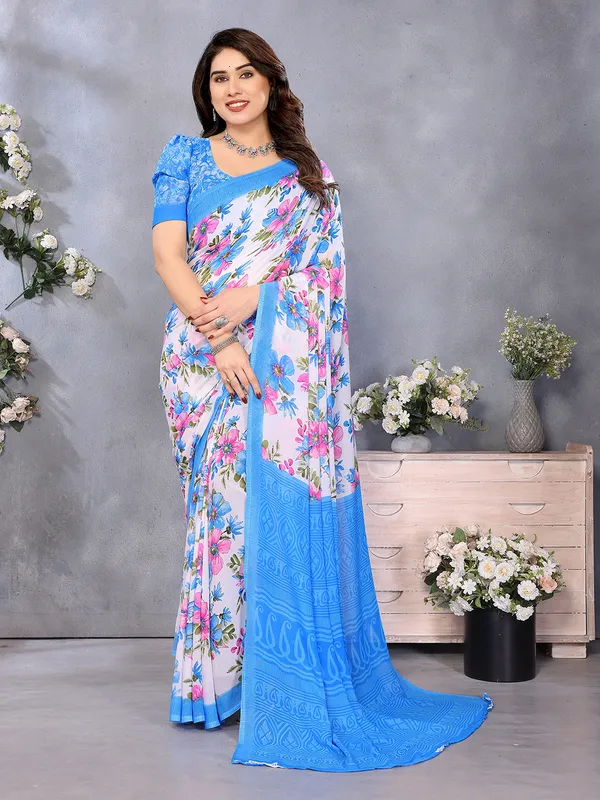 Paisley,_Floral_Print_Daily_Wear_Georgette_Saree��(Light_Blue,_Pink,_White)