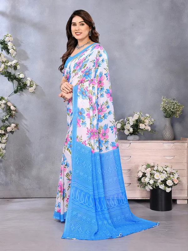 Paisley,_Floral_Print_Daily_Wear_Georgette_Saree��(Light_Blue,_Pink,_White)