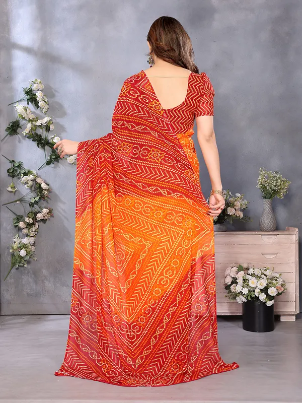 Ombre,_Paisley,_Printed_Bandhani_Georgette_Saree��(Red,_Orange)