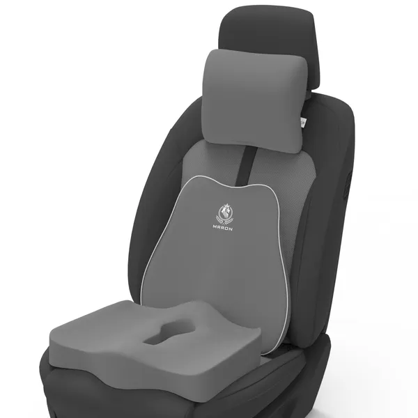 MRRON_Memory_Foam_Car_Seat_Cushion_Set_�_Lumbar_Back_Support,_Coccyx_Seat_Pad_&_Neck_Pillow_�_Ergonomic_Pain_Relief_for_Back,_Tailbone,_Sciatica_�_Ideal_for_Driving,_Office_&_Travel.