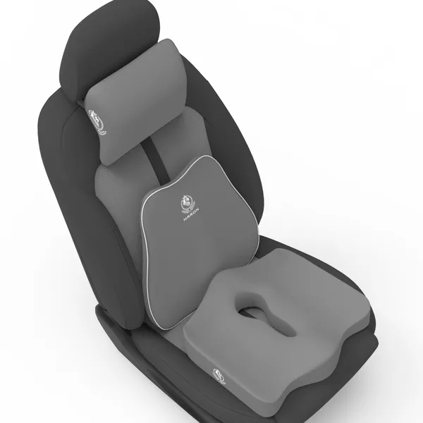 MRRON_Memory_Foam_Car_Seat_Cushion_Set_�_Lumbar_Back_Support,_Coccyx_Seat_Pad_&_Neck_Pillow_�_Ergonomic_Pain_Relief_for_Back,_Tailbone,_Sciatica_�_Ideal_for_Driving,_Office_&_Travel.