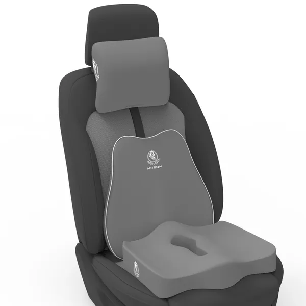 MRRON_Memory_Foam_Car_Seat_Cushion_Set_�_Lumbar_Back_Support,_Coccyx_Seat_Pad_&_Neck_Pillow_�_Ergonomic_Pain_Relief_for_Back,_Tailbone,_Sciatica_�_Ideal_for_Driving,_Office_&_Travel.