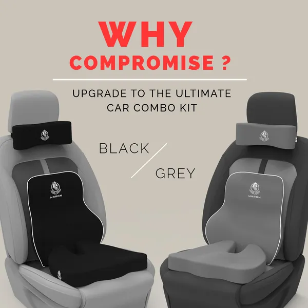 MRRON_Memory_Foam_Car_Seat_Cushion_Set_�_Lumbar_Back_Support,_Coccyx_Seat_Pad_&_Neck_Pillow_�_Ergonomic_Pain_Relief_for_Back,_Tailbone,_Sciatica_�_Ideal_for_Driving,_Office_&_Travel.